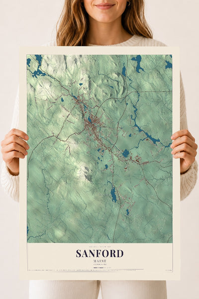 Sanford, Maine map print - 18 x 24 archival matte print