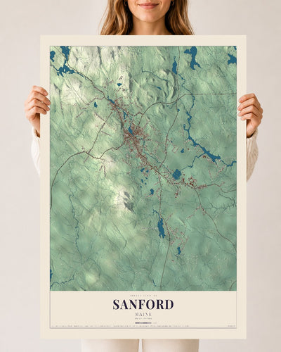 Sanford, Maine map print - 24 x 36 archival matte print