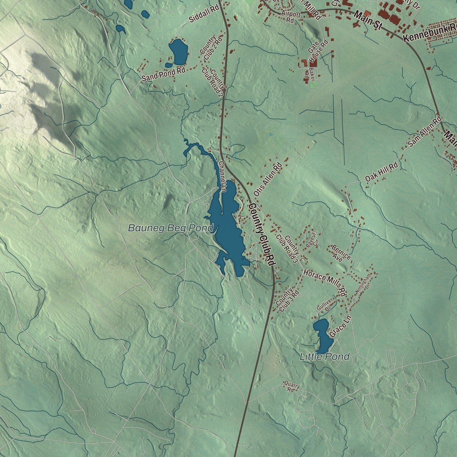 Terrain and local geography detail from the Sanford, Maine map