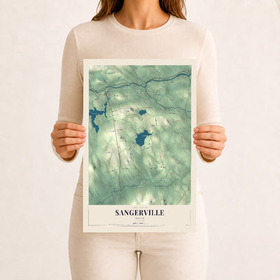 Sangerville, Maine map print - 12 x 18 archival matte print