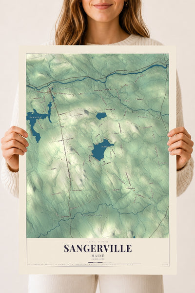 Sangerville, Maine map print - 18 x 24 archival matte print