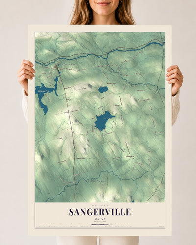 Sangerville, Maine map print - 24 x 36 archival matte print