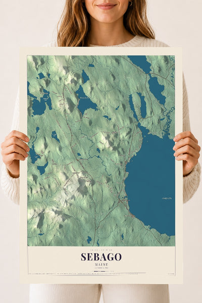 Sebago, Maine map print - 18 x 24 archival matte print