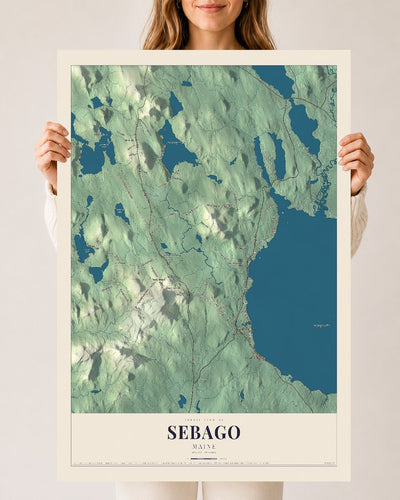 Sebago, Maine map print - 24 x 36 archival matte print