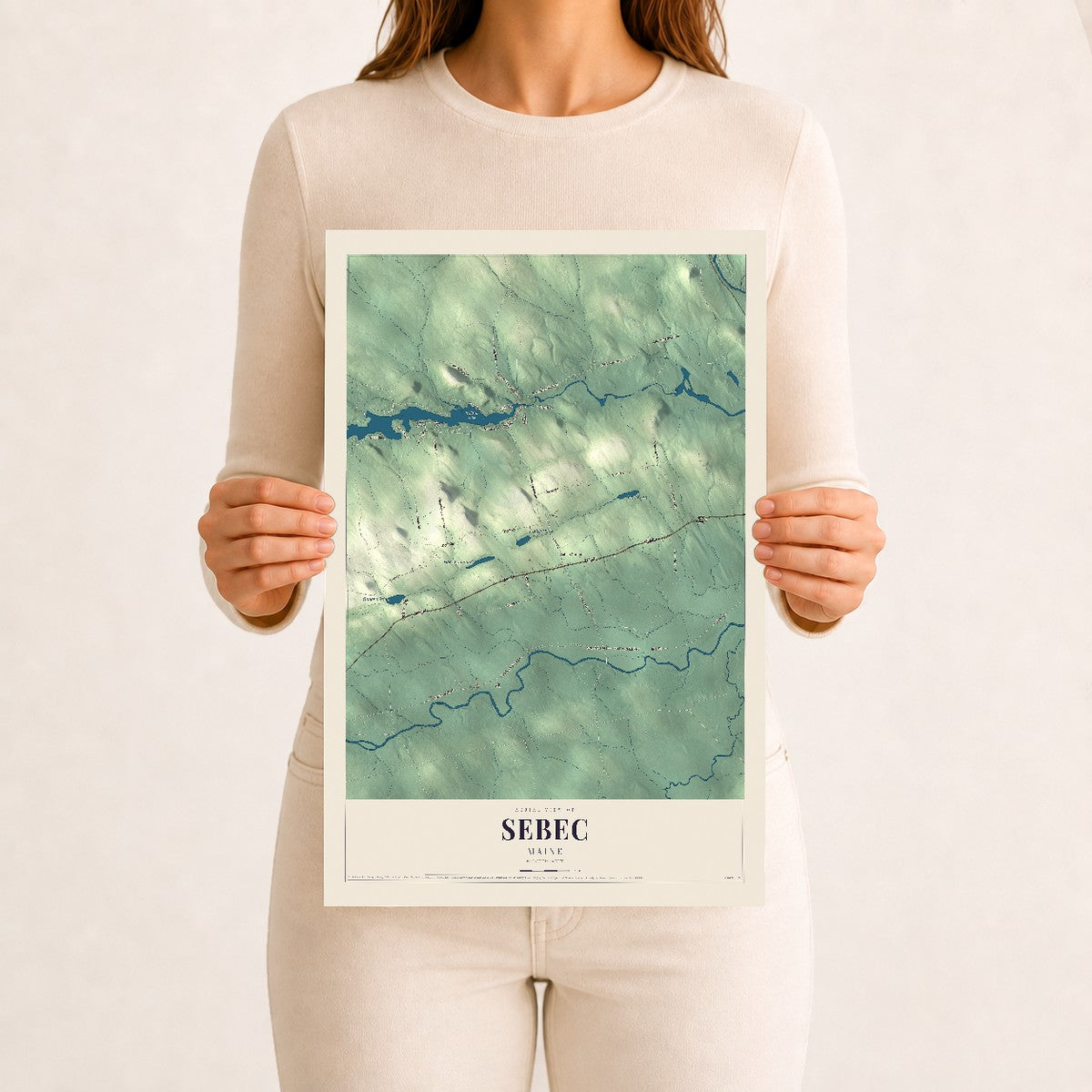 Sebec, Maine map print - 12 x 18 archival matte print