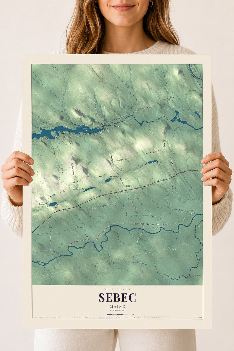 Sebec, Maine map print - 18 x 24 archival matte print