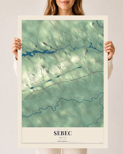 Sebec, Maine map print - 24 x 36 archival matte print