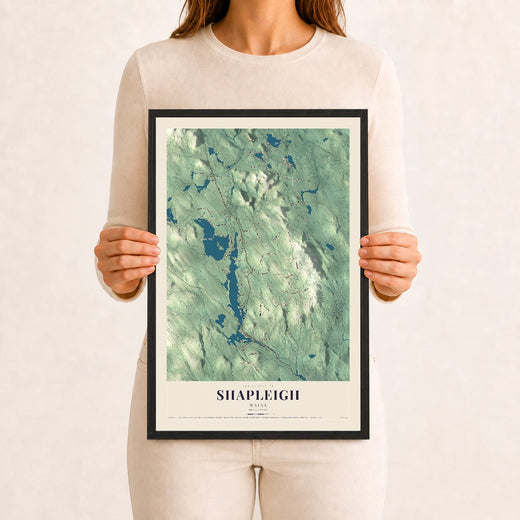Map of Shapleigh, Maine, 12 x 18 inch print in a black wood frame