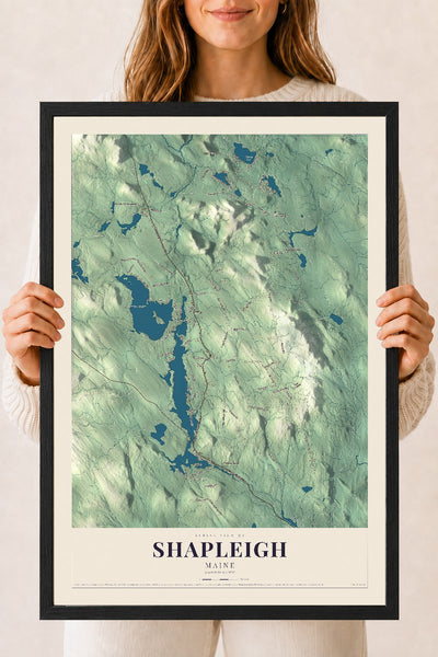 Shapleigh, Maine map print - 18 x 24 black Ayous wood frame