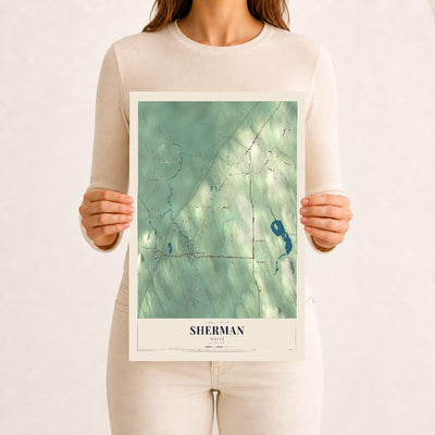 Sherman, Maine map print - 12 x 18 archival matte print