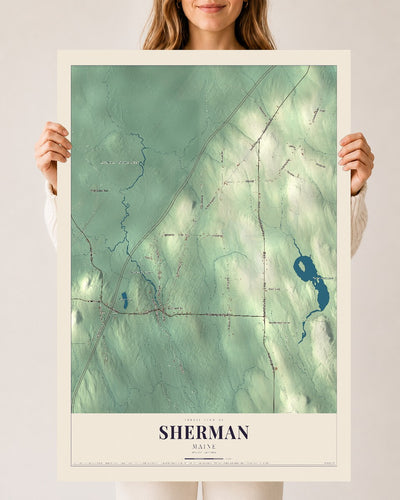 Sherman, Maine map print - 24 x 36 archival matte print