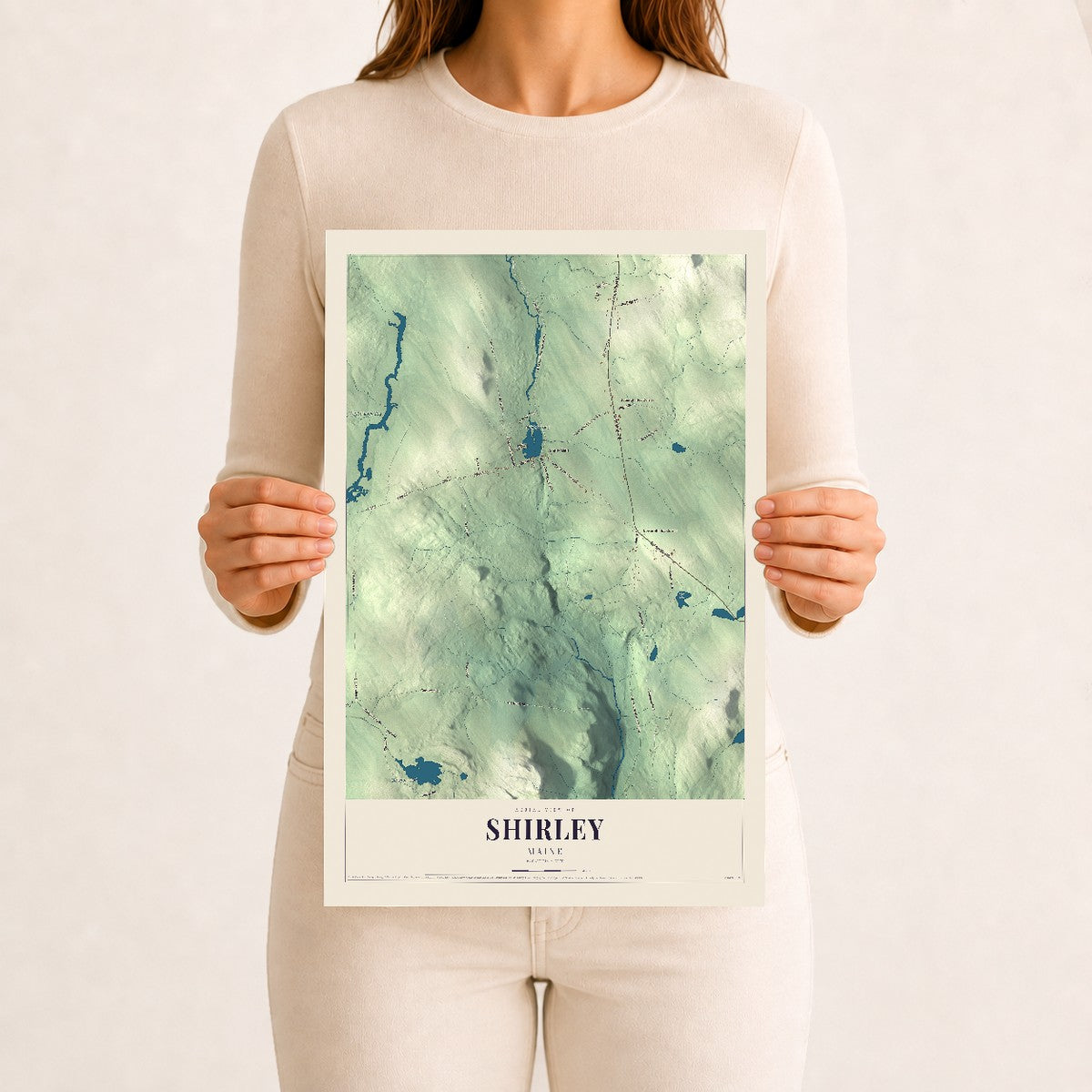 Shirley, Maine map print - 12 x 18 archival matte print