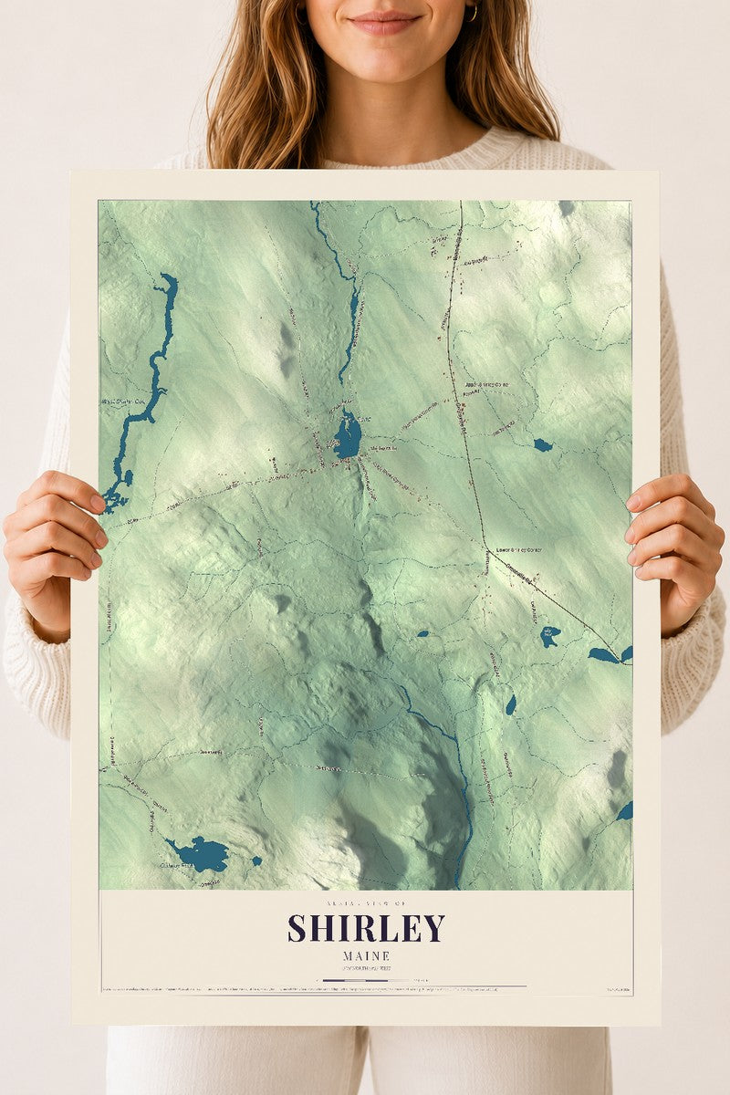 Shirley, Maine map print - 18 x 24 archival matte print