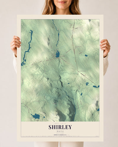 Shirley, Maine map print - 24 x 36 archival matte print