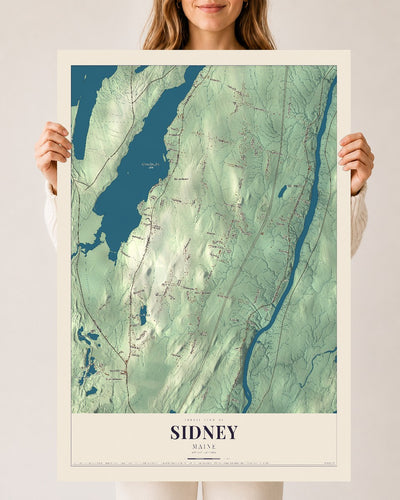 Sidney, Maine map print - 24 x 36 archival matte print