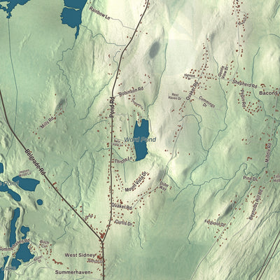 Terrain and local geography detail from the Sidney, Maine map