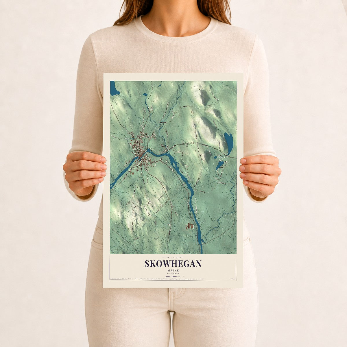 Skowhegan, Maine map print - 12 x 18 archival matte print