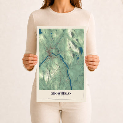 Skowhegan, Maine map print - 12 x 18 archival matte print