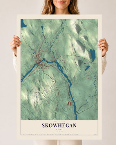 Skowhegan, Maine map print - 24 x 36 archival matte print