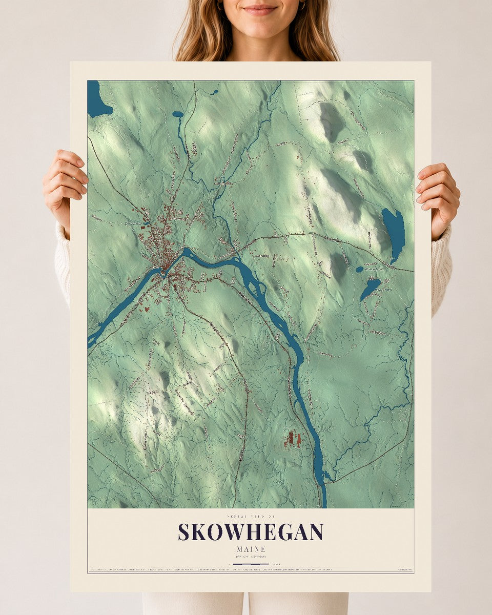 Skowhegan, Maine map print - 24 x 36 archival matte print