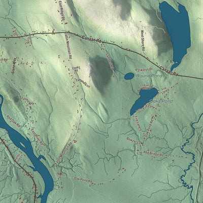 Terrain and local geography detail from the Skowhegan, Maine map