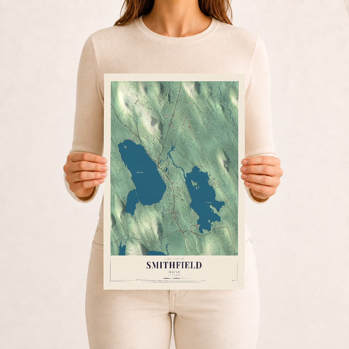 Smithfield, Maine map print - 12 x 18 archival matte print