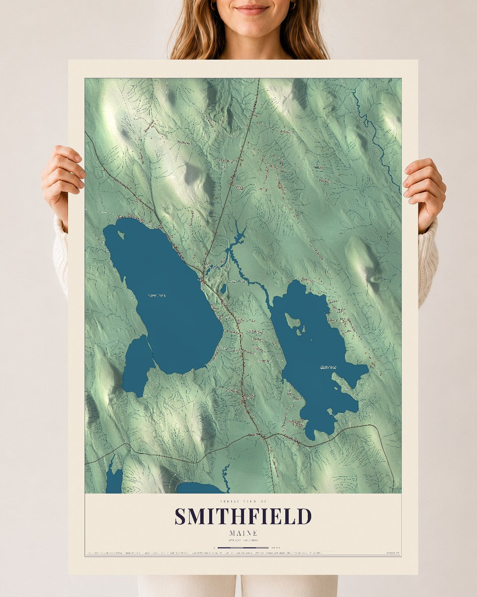 Smithfield, Maine map print - 24 x 36 archival matte print