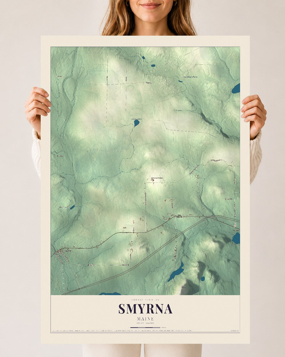Smyrna, Maine map print - 24 x 36 archival matte print