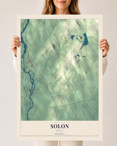 Solon, Maine map print - 24 x 36 archival matte print