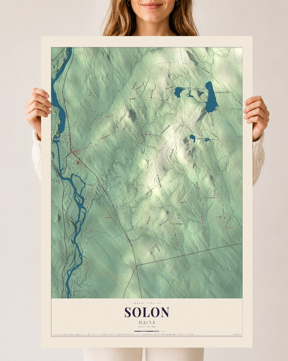 Solon, Maine map print - 24 x 36 archival matte print