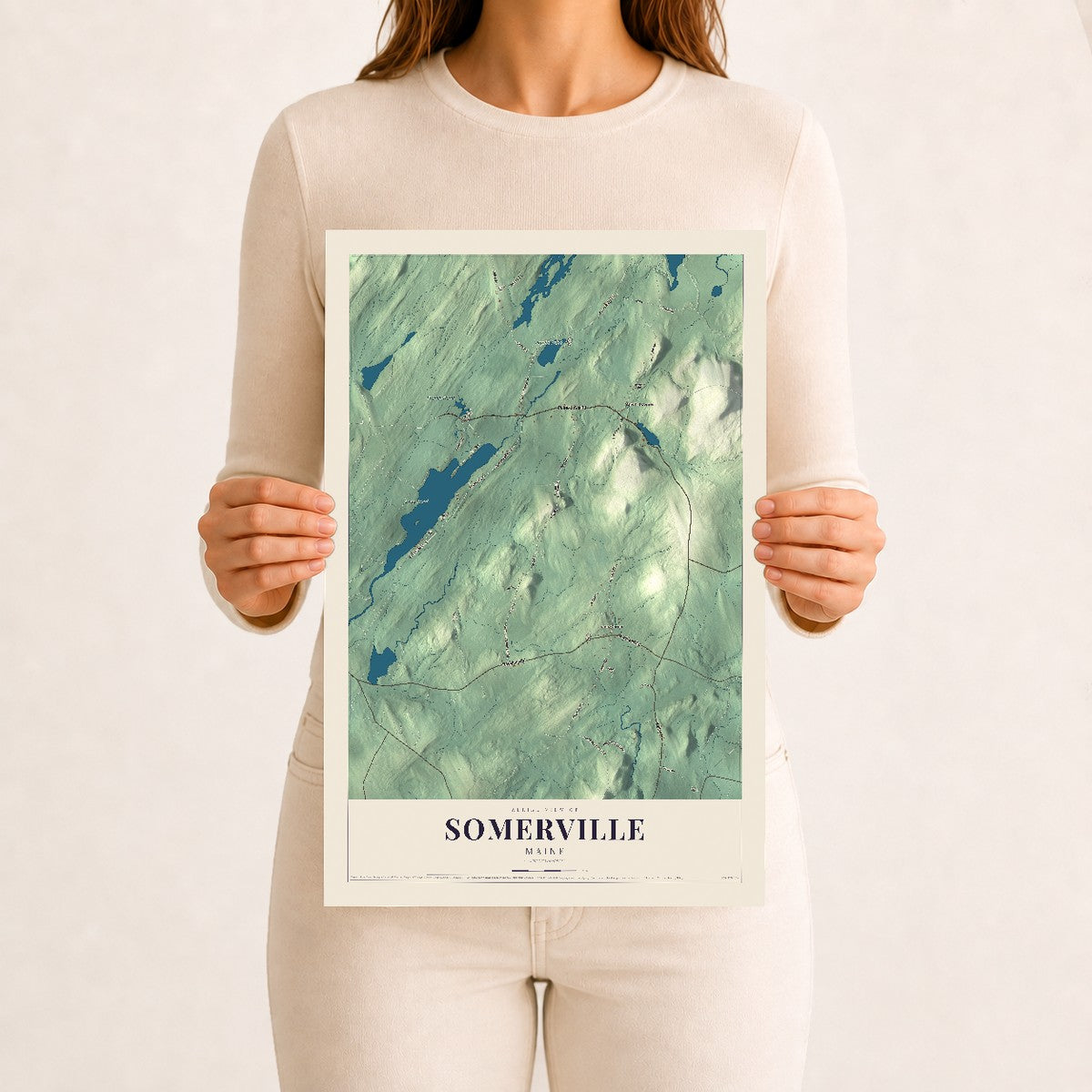 Somerville, Maine map print - 12 x 18 archival matte print