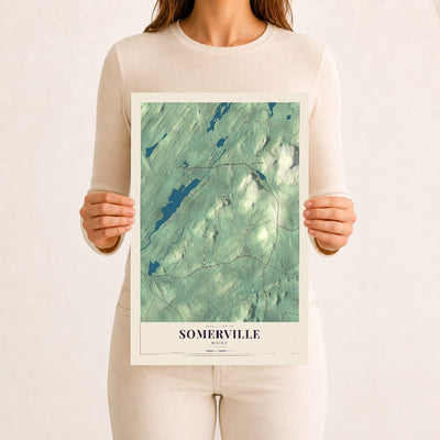 Somerville, Maine map print - 12 x 18 archival matte print