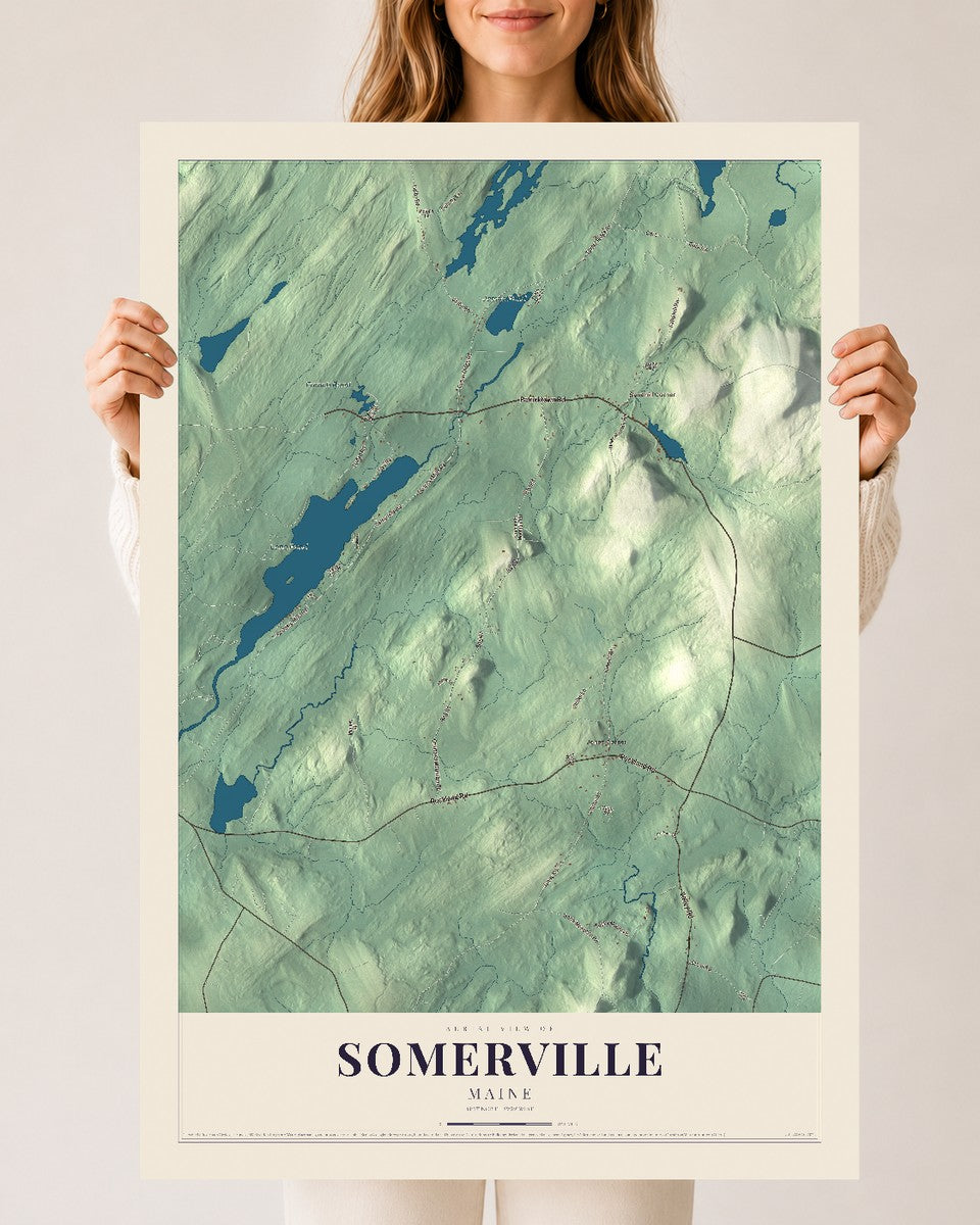 Somerville, Maine map print - 24 x 36 archival matte print
