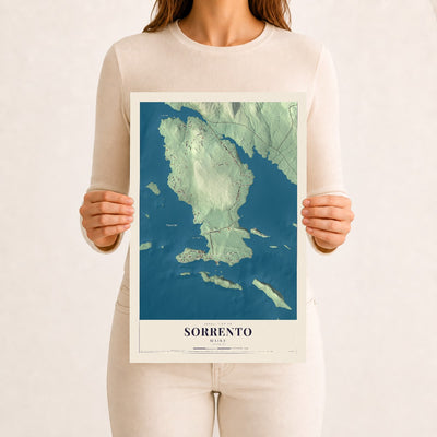 Sorrento, Maine map print - 12 x 18 archival matte print