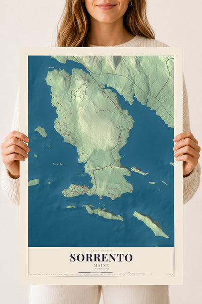 Sorrento, Maine map print - 18 x 24 archival matte print