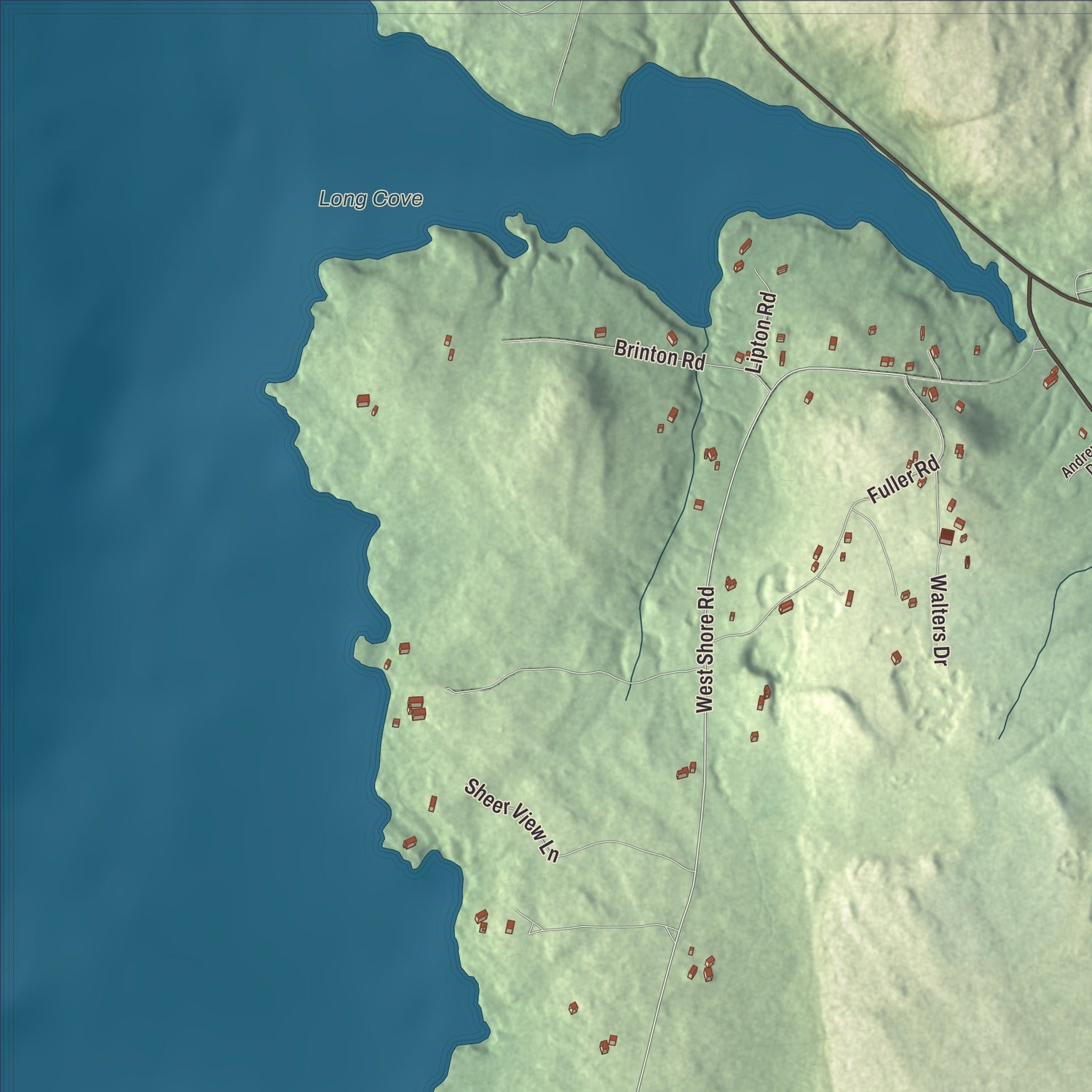 Terrain and local geography detail from the Sorrento, Maine map