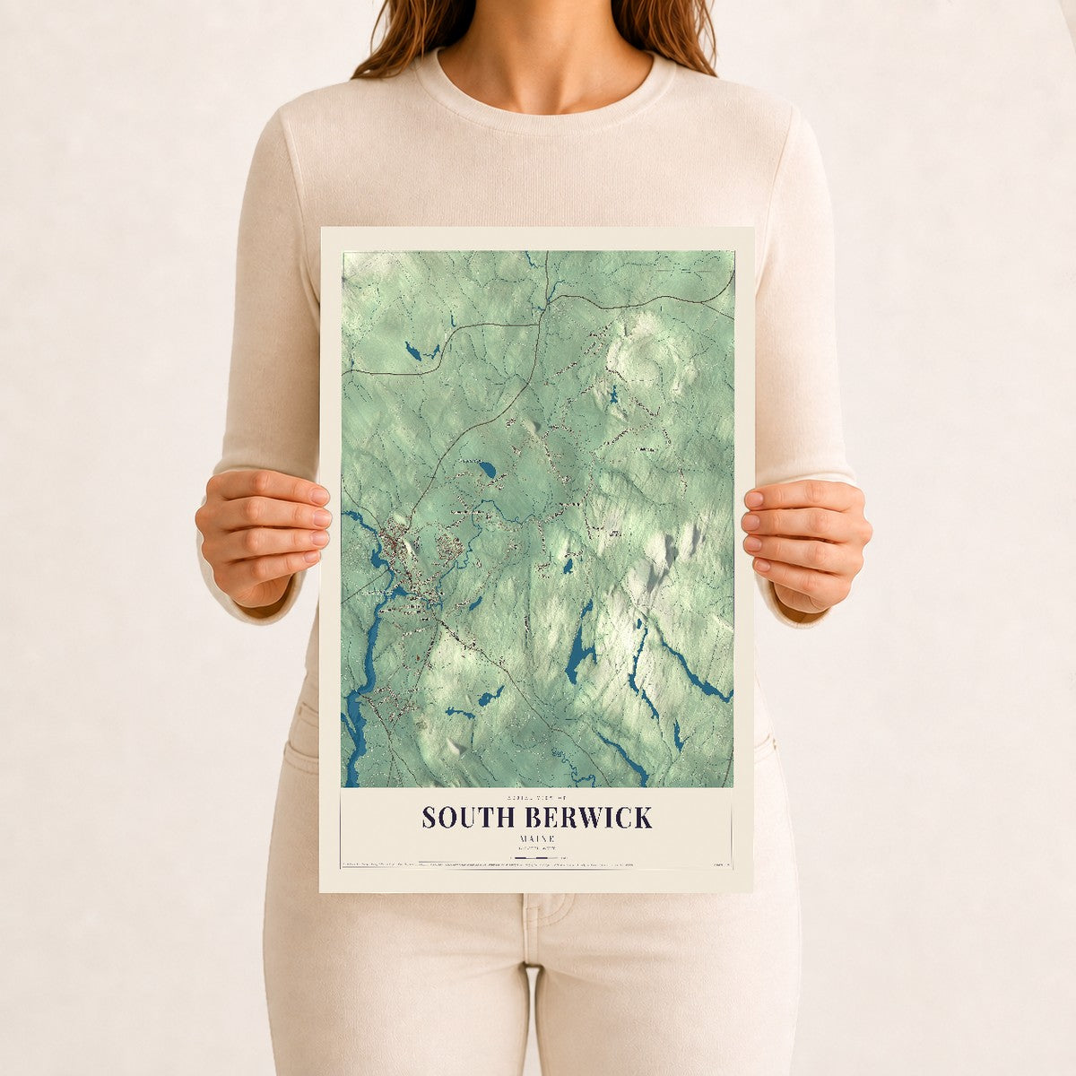South Berwick, Maine map print - 12 x 18 archival matte print