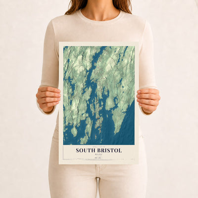 South Bristol, Maine map print - 12 x 18 archival matte print