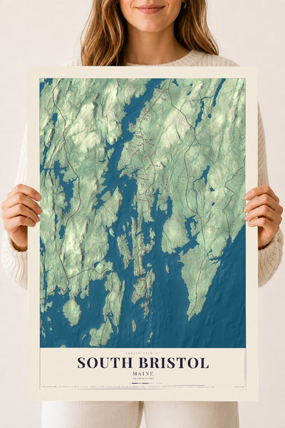 South Bristol, Maine map print - 18 x 24 archival matte print