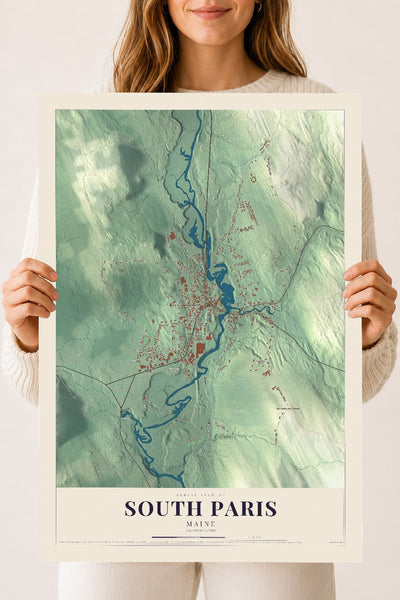 South Paris, Maine map print - 18 x 24 archival matte print