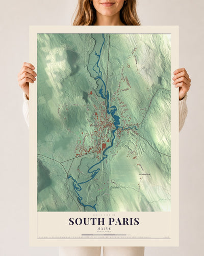 South Paris, Maine map print - 24 x 36 archival matte print