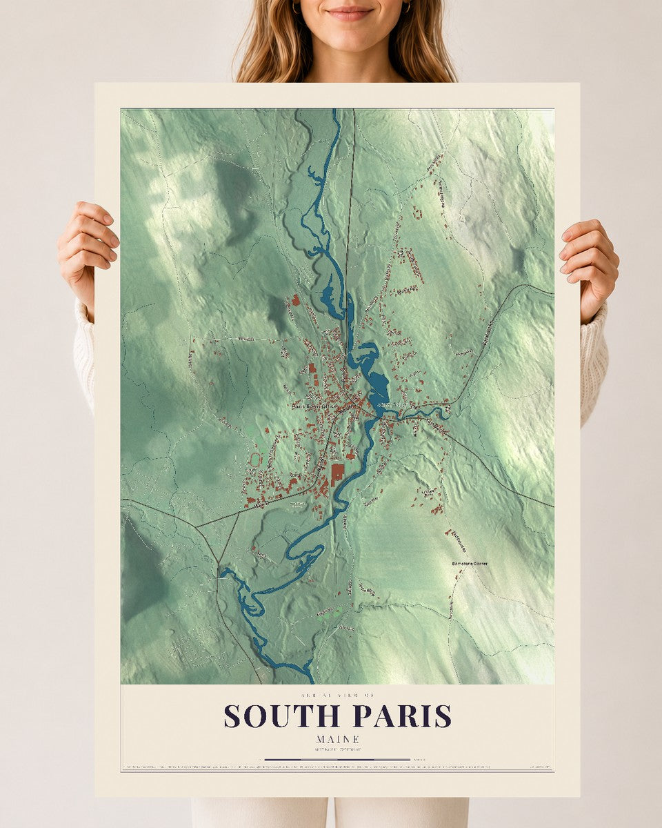 South Paris, Maine map print - 24 x 36 archival matte print