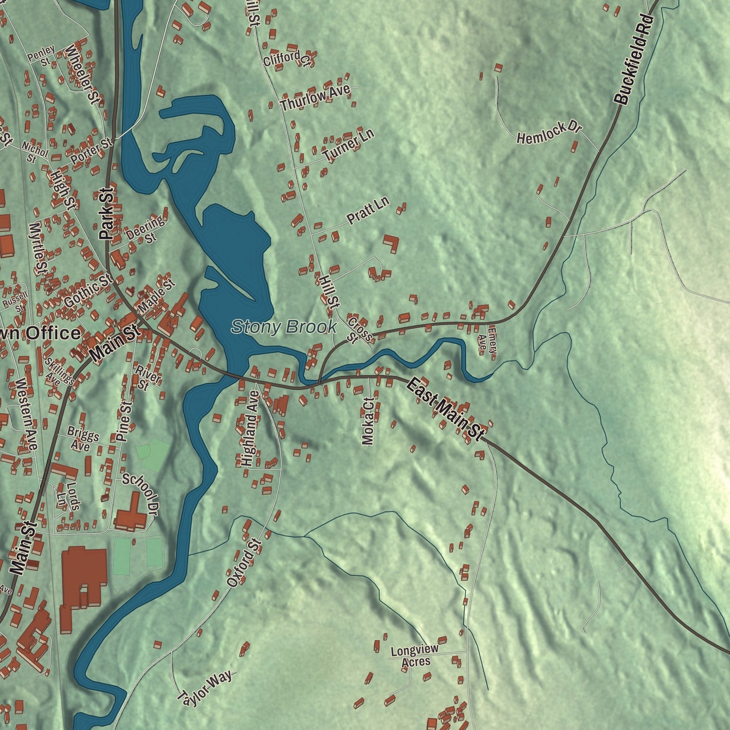 Terrain and local geography detail from the South Paris, Maine map