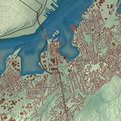 Street and neighborhood detail from the South Portland, Maine map