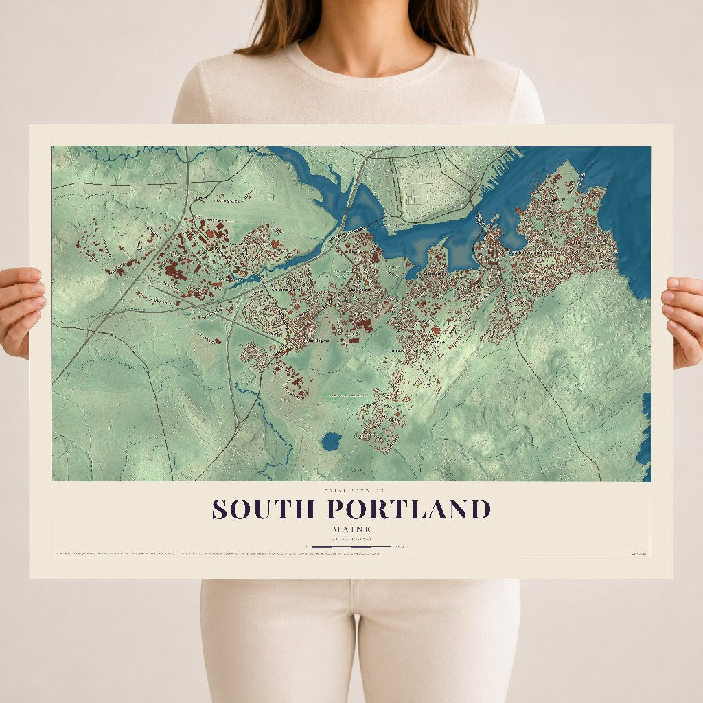 South Portland, Maine map print - 18 x 24 archival matte print