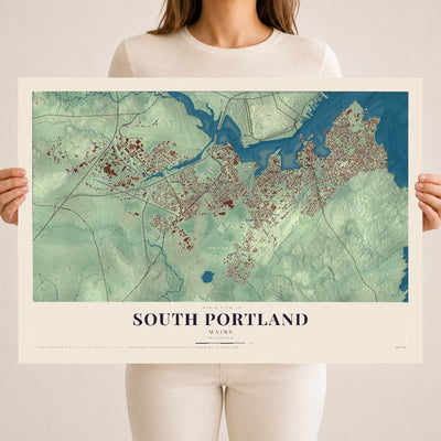 South Portland, Maine map print - 18 x 24 archival matte print