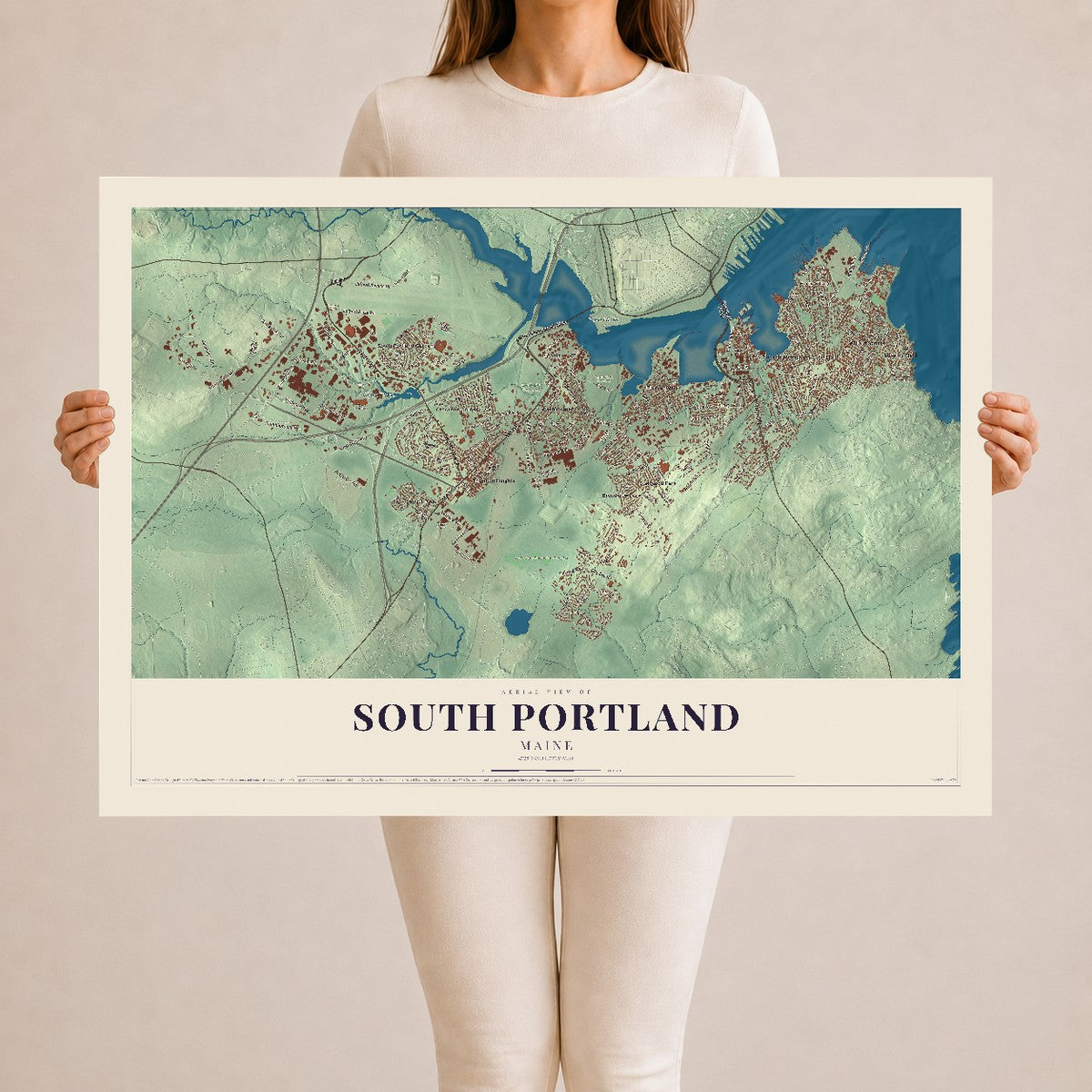 South Portland, Maine map print - 24 x 36 archival matte print
