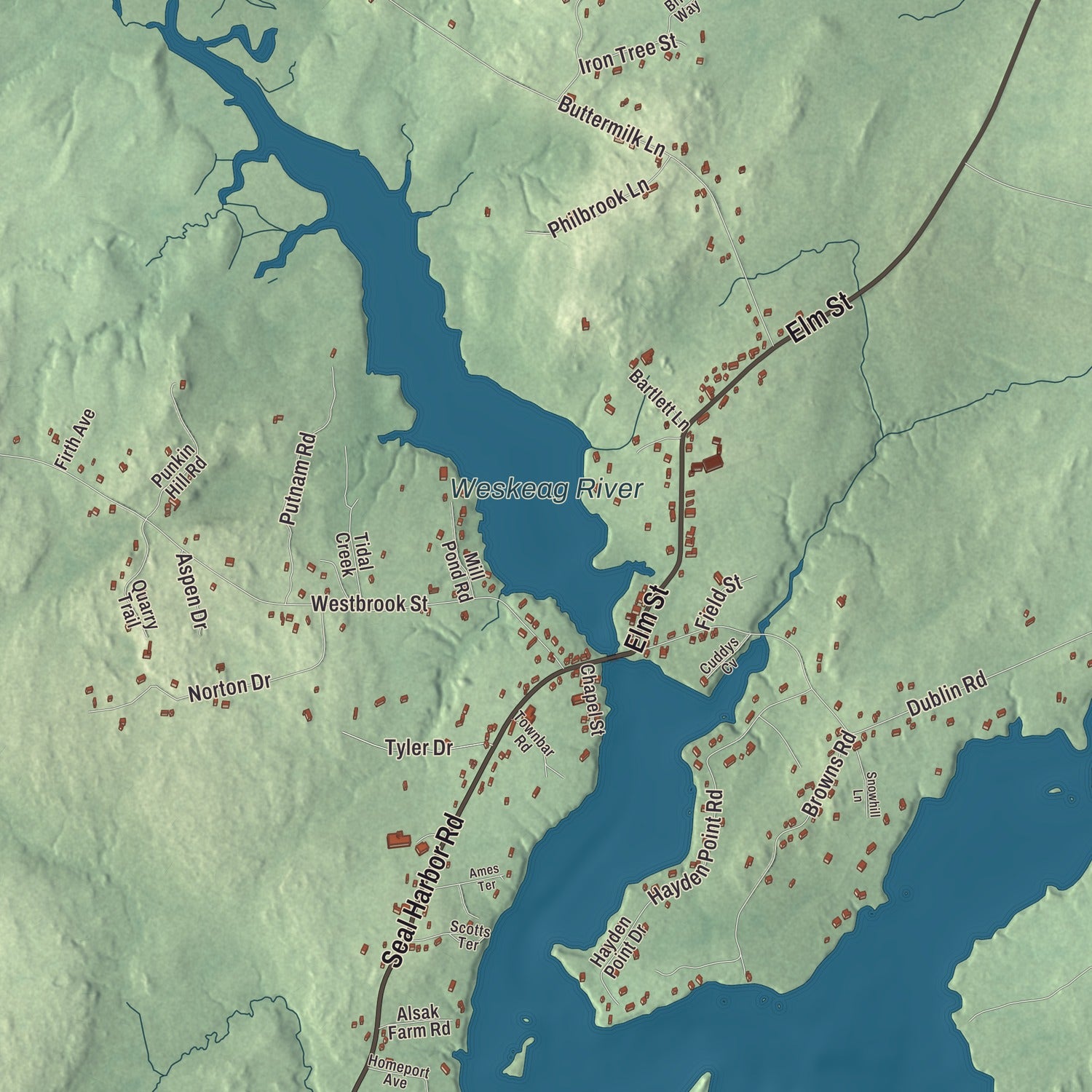 Terrain and local geography detail from the South Thomaston, Maine map