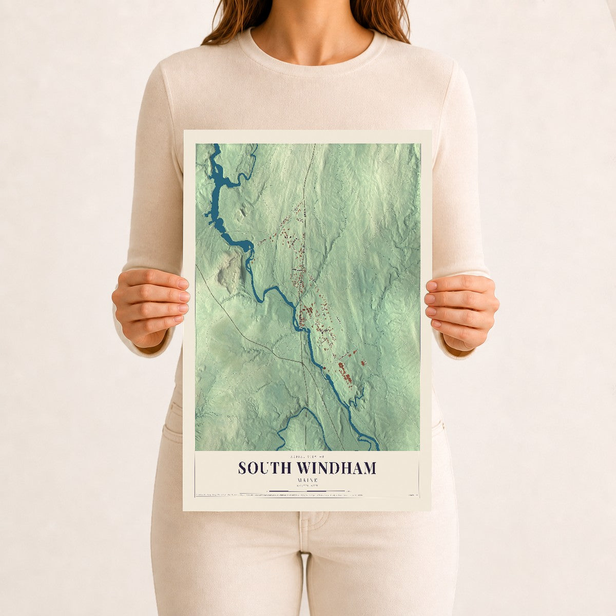 South Windham, Maine map print - 12 x 18 archival matte print