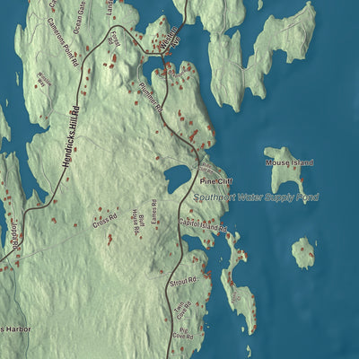 Terrain and local geography detail from the Southport, Maine map